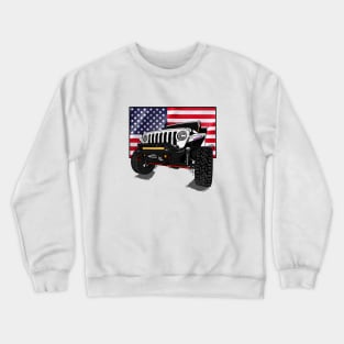 Jeep with American Flag - White Essential Crewneck Sweatshirt